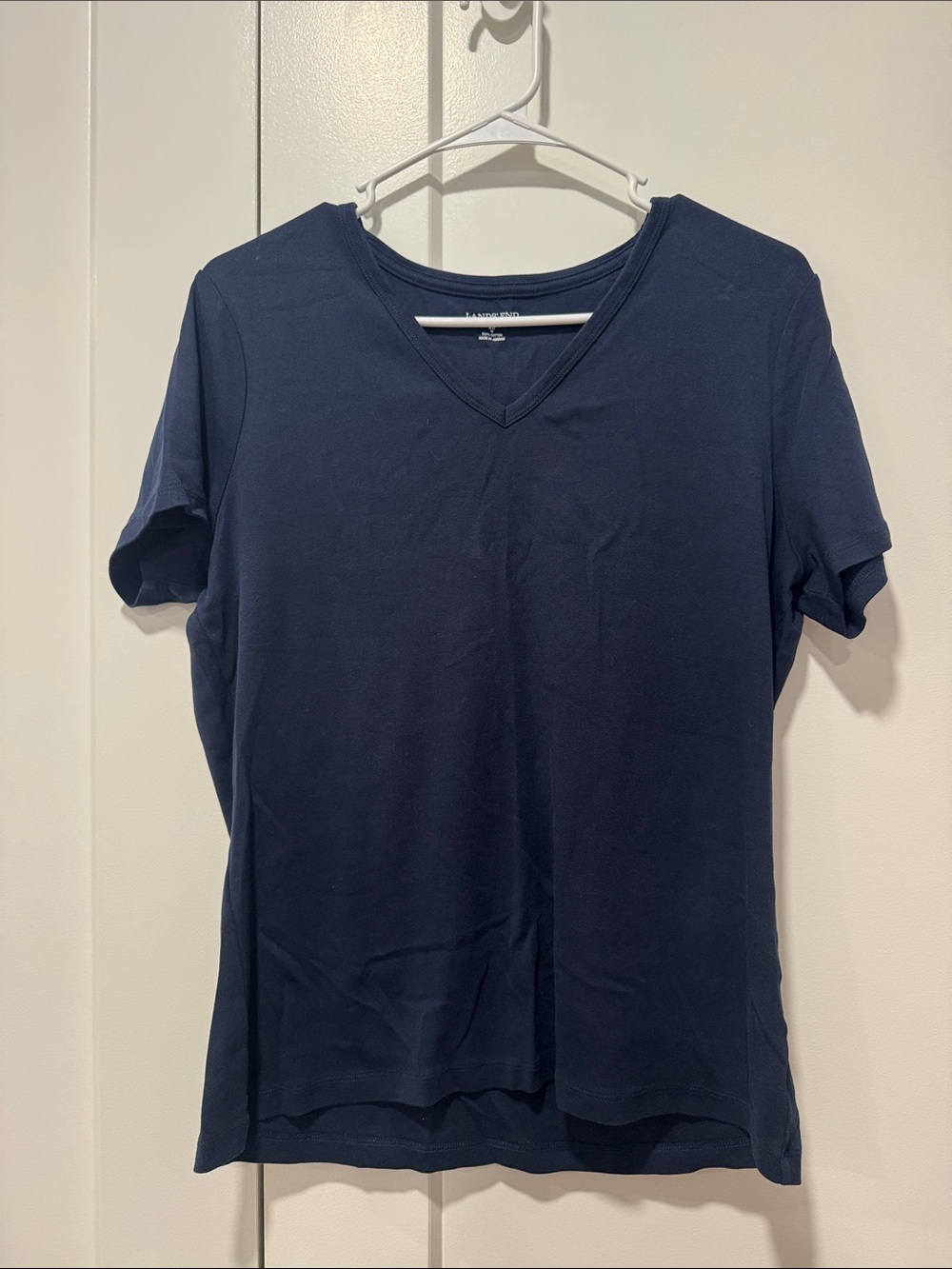 Lands' End Navy V-Neck Short Sleeve Tee - Solid Navy